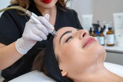Woman receiving a DiamondGlow facial treatment at Touch & Glow Med Spa in Glendale, Arizona